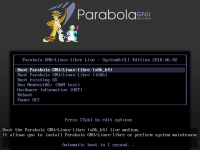 Parabola SystemD Edition GRUB screenshot
